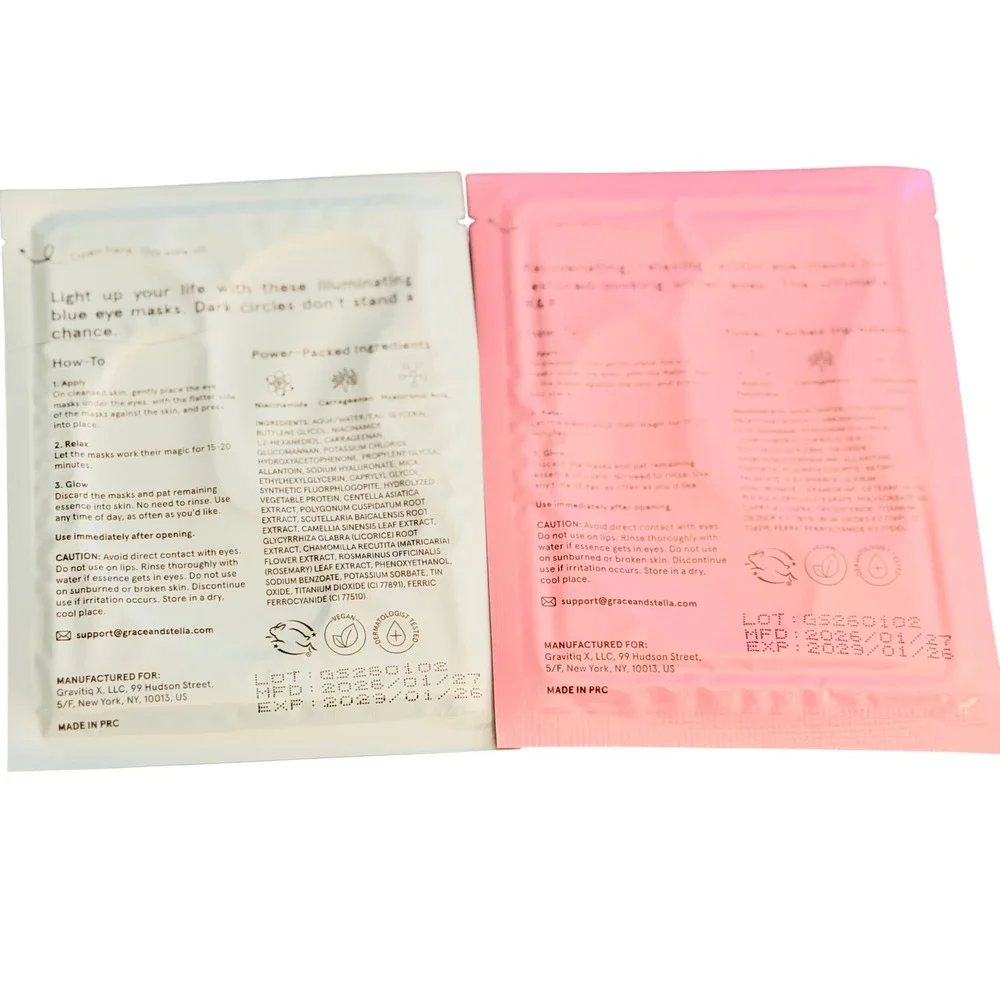 Grace & Stella Illuminating and Restoring Under Eye Mask Set 2 Pairs Blue Pink